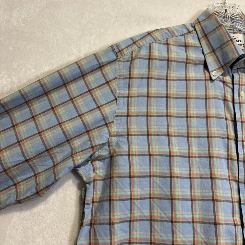 Lacoste Men's Shirt Size 44 XL  Multicolor Plaid Cotton Long Sleeve Button Down